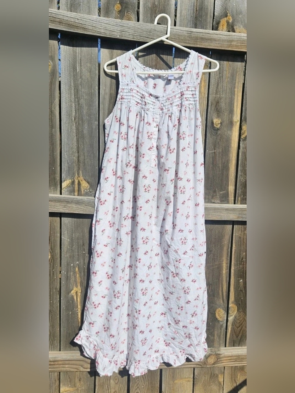 VTG 90s Nightgown Long Sleep Dress Feminine Floral Ruffle Cottagecore Grandma M